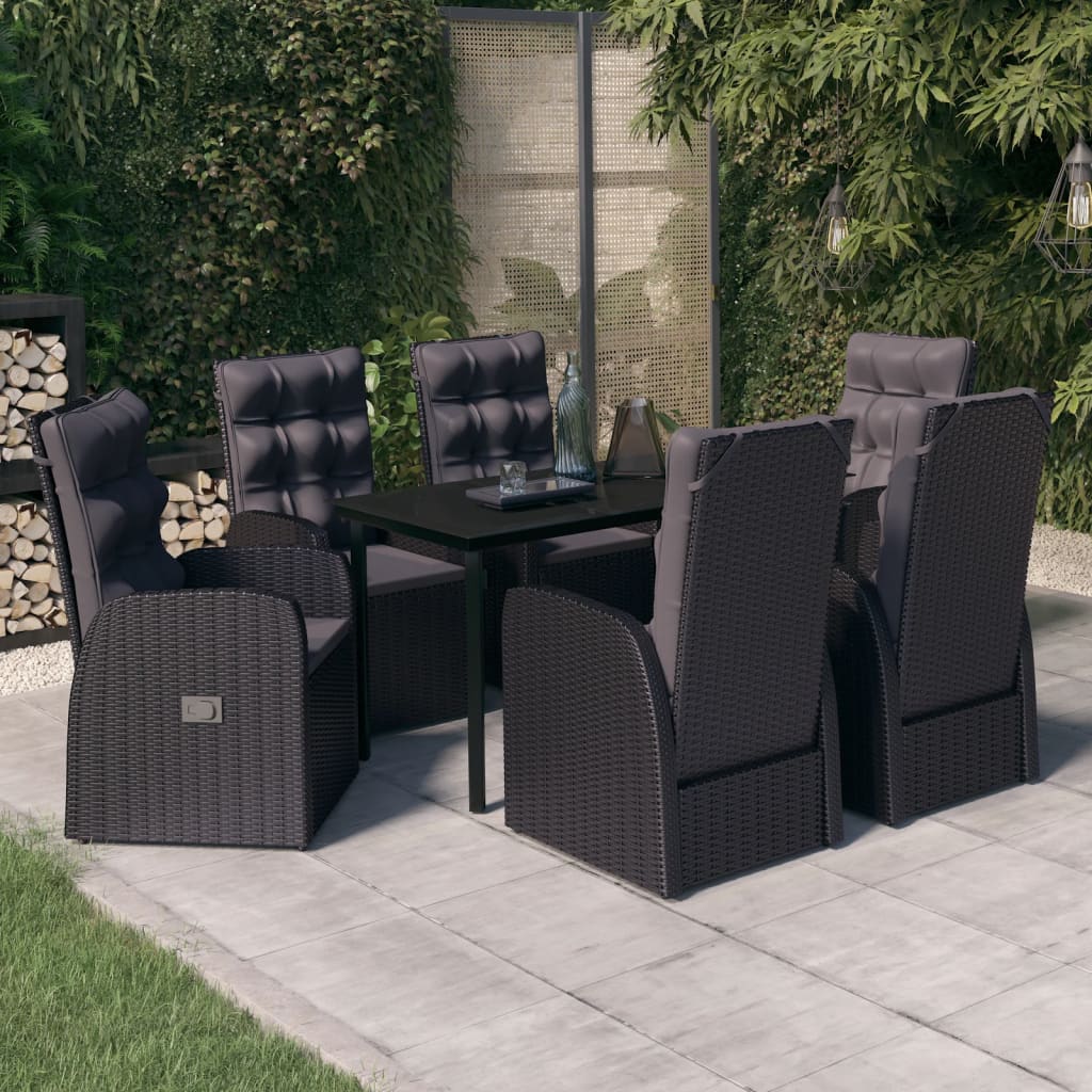vidaXL Set de mobilier pentru grădină, cu perne, 7 piese, negru Gradina imagine noua