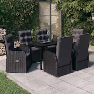 Vrtna jedilna garnitura 7-delna z blazinami črna