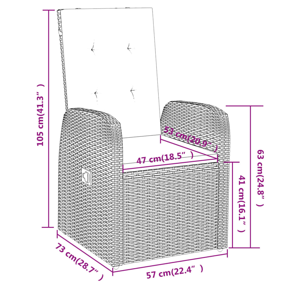 Set de mobilier pentru grădină, cu perne, 3 piese, gri