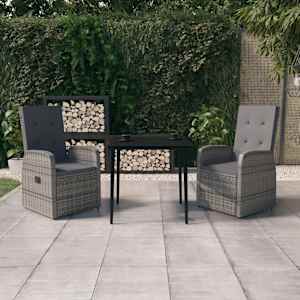 Vrtna jedilna garnitura 3-delna z blazinami siva