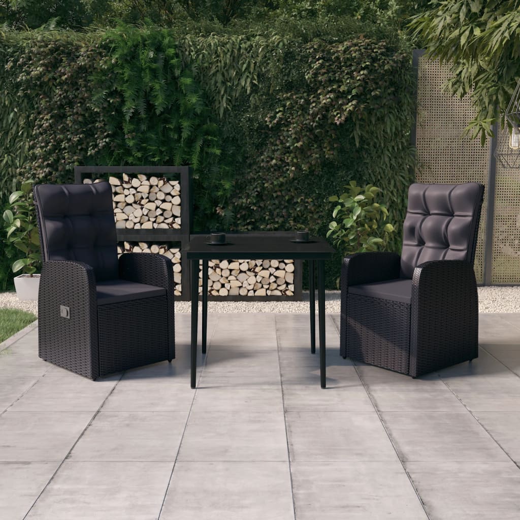 vidaXL Set de mobilier pentru grădină, cu perne, 3 piese, negru gradina