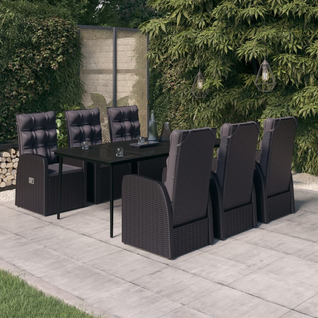 vidaXL Set mobilier pentru grădină cu perne, 7 piese, negru vidaXL
