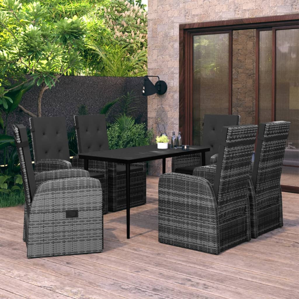 vidaXL Set mobilier pentru grădină, cu perne, 7 piese, gri Gradina imagine noua