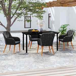 Vrtna jedilna garnitura 5-delna z blazinami črna