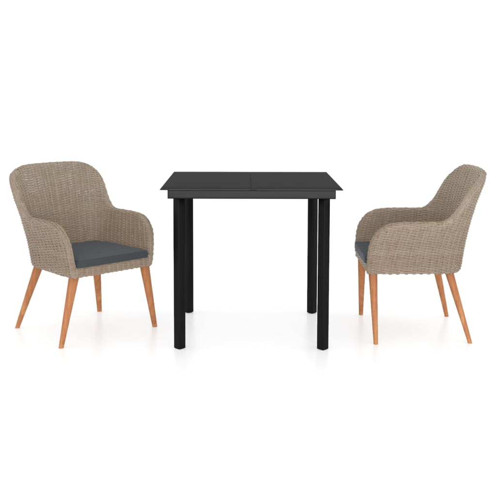 vidaXL Sodo komplektas su pagalvėlėmis, 3 dalių, rudas-image-8720286914854