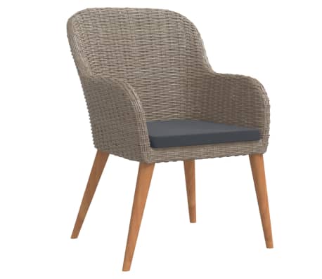 vidaXL 3 Piece Garden Dining Set with Cushions Brown