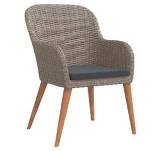 vidaXL 3 Piece Garden Dining Set with Cushions Brown