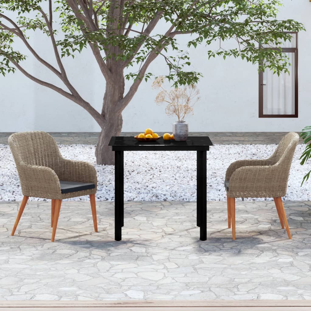 vidaXL Set mobilier de grădină cu perne, 3 piese, maro