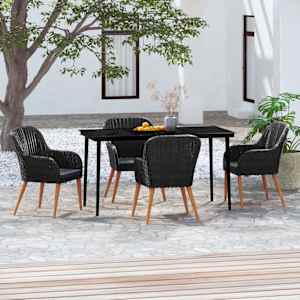 Vrtna jedilna garnitura 5-delna z blazinami črna