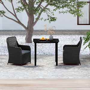 Vrtna jedilna garnitura 3-delna z blazinami črna