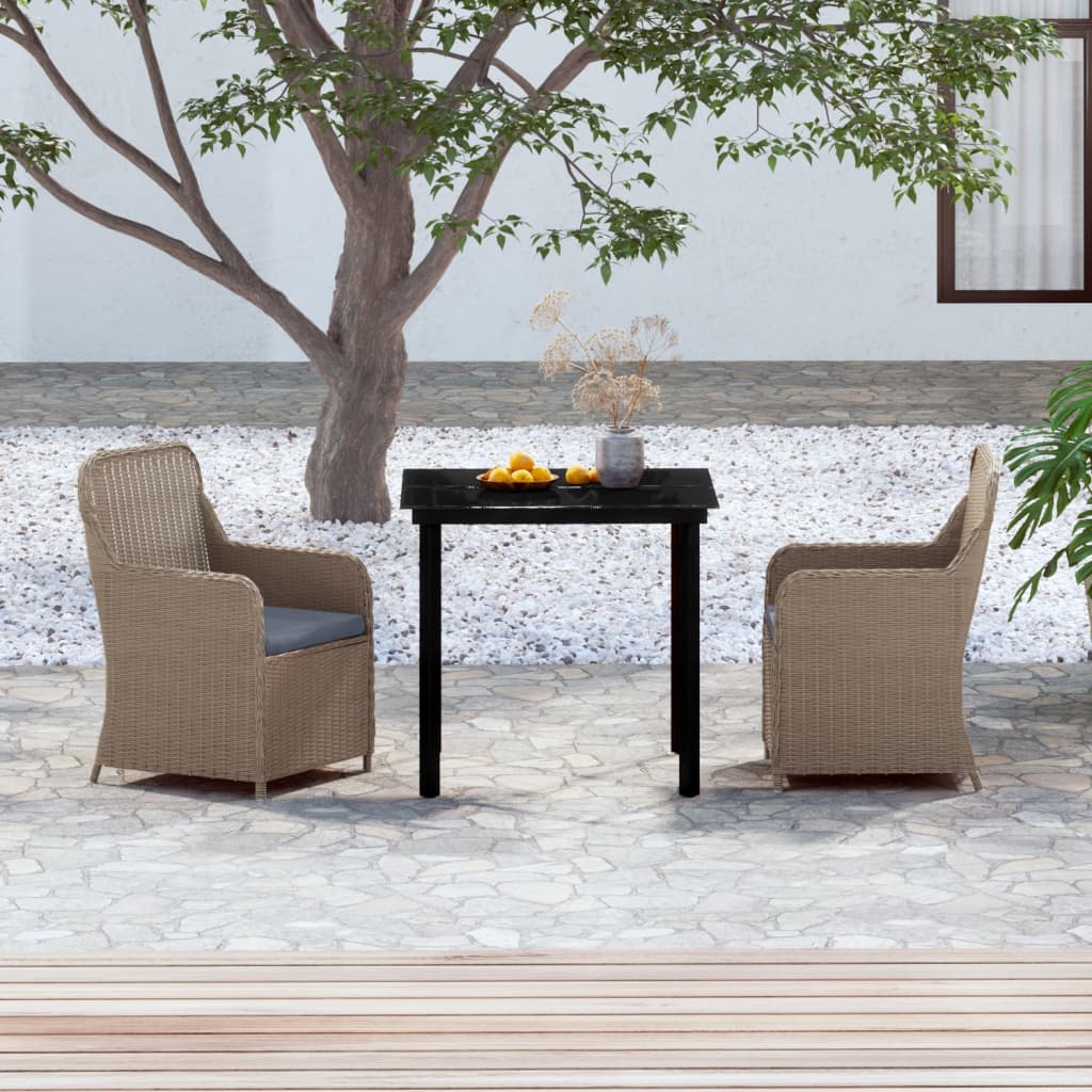 vidaXL Set mobilier de grădină cu perne, 3 piese, maro