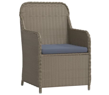 vidaXL 7 Piece Garden Dining Set with Cushions Brown