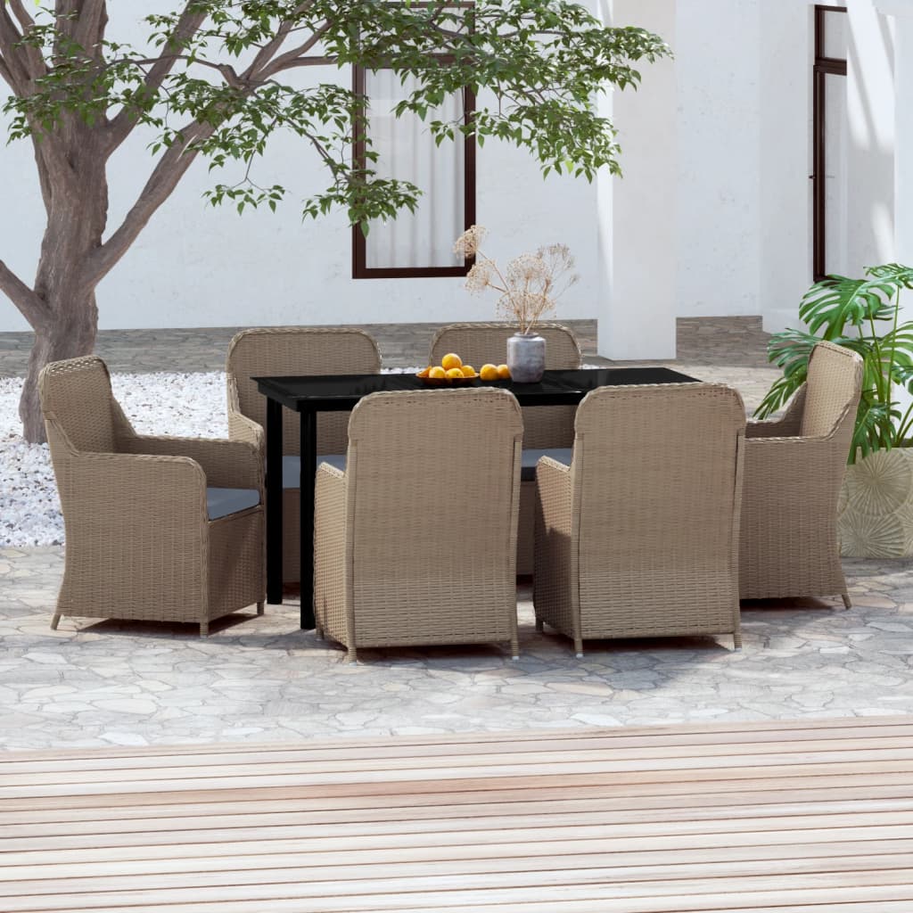 vidaXL Set mobilier pentru grădină, cu perne, 7 piese, maro Gradina imagine noua