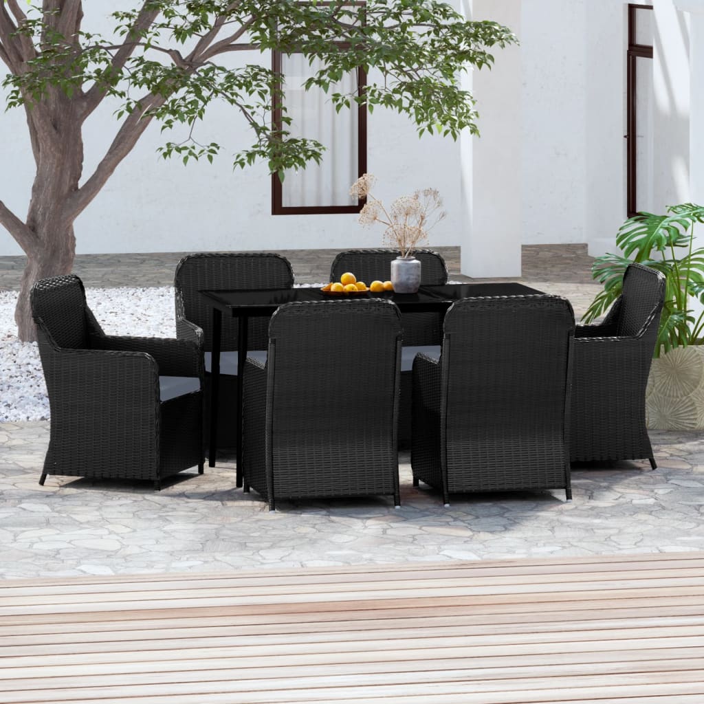 vidaXL Set mobilier pentru grădină, cu perne, 7 piese, negru gradina
