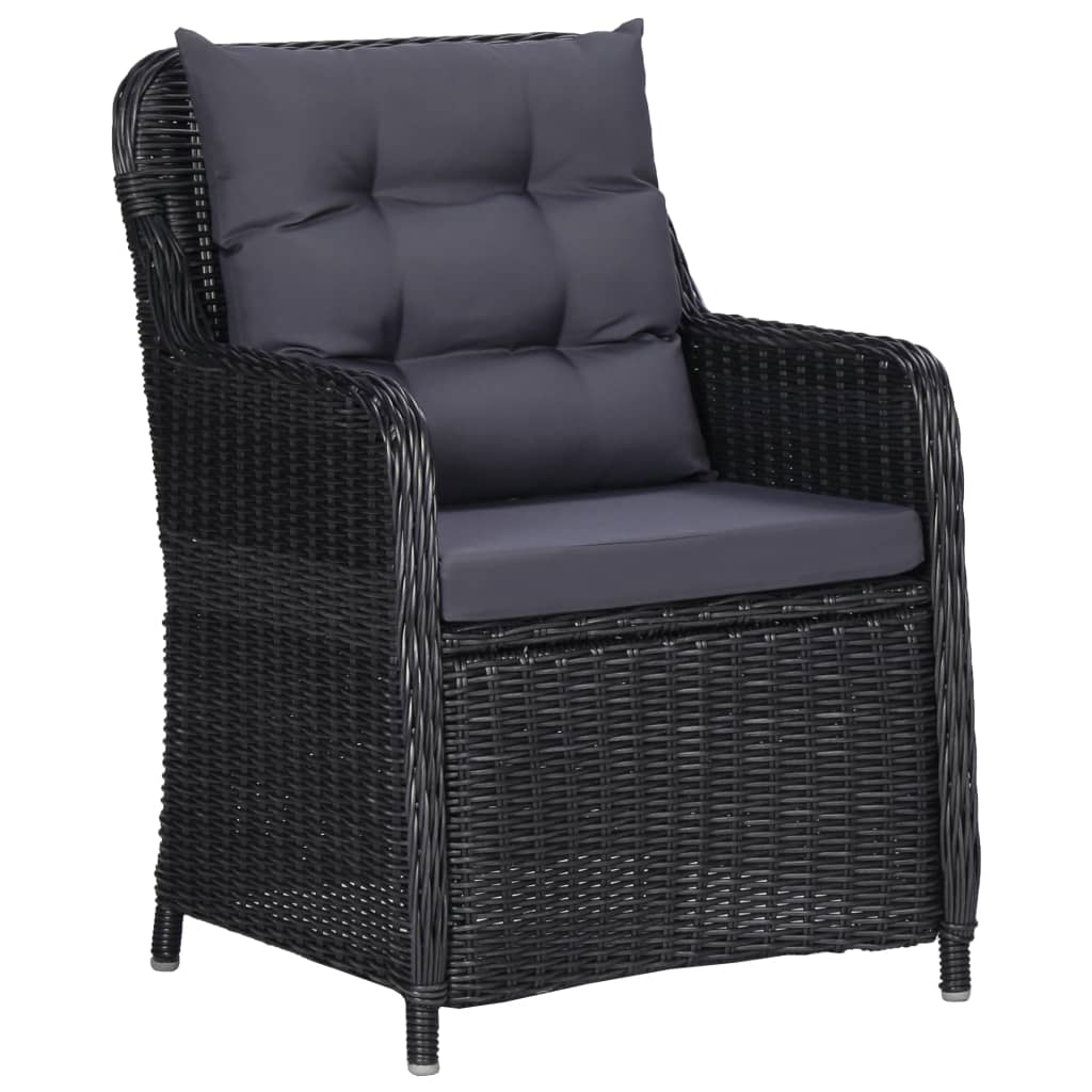 Set mobilier pentru grădină, 9 piese, negru