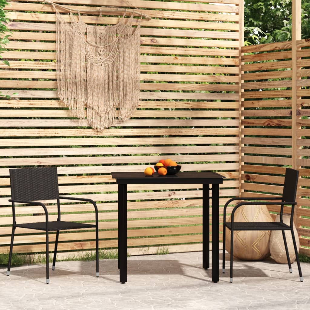 vidaXL Ensemble de salle à manger de jardin 3 pcs Noir