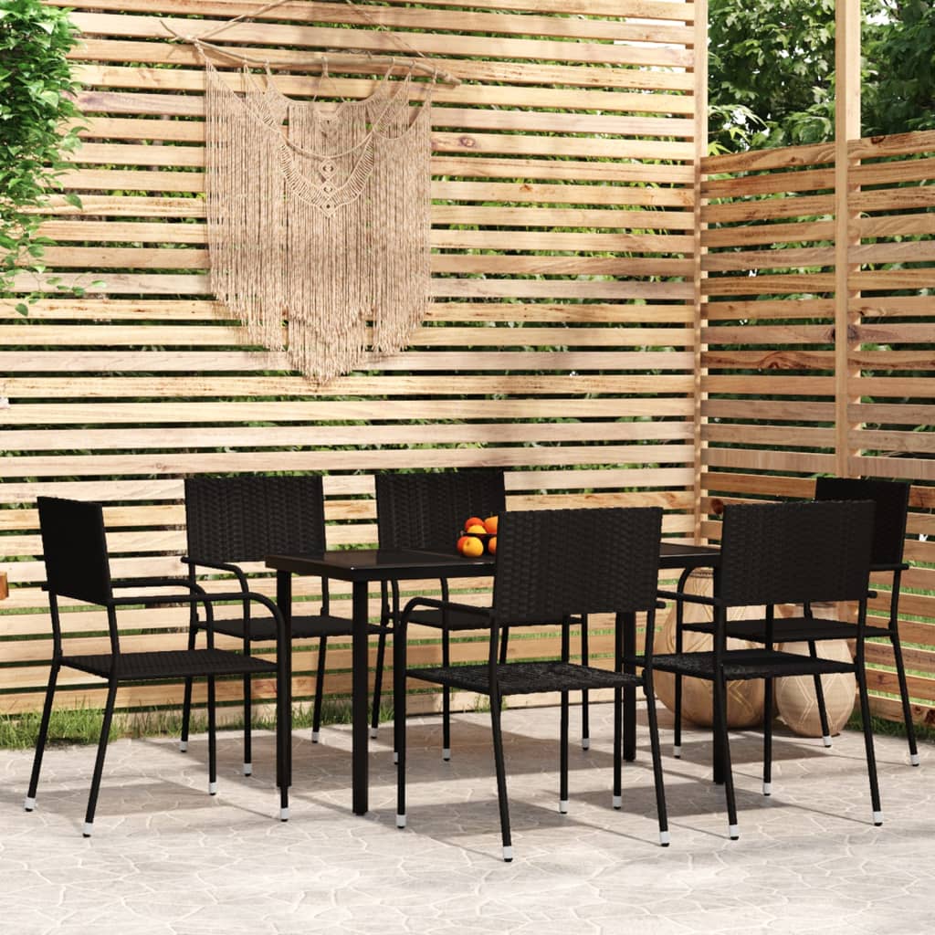 Ensemble de salle à manger de jardin 7 pcs Noir