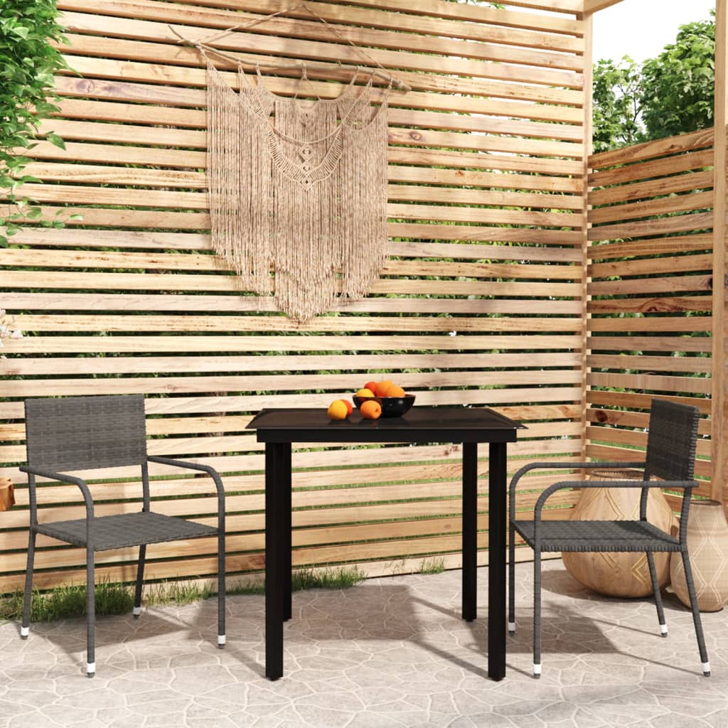 Vidaxl Set De Mobilier Pentru Gradina, 3 Piese, Gri