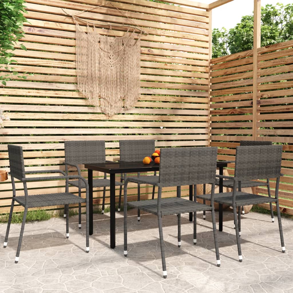 Ensemble de salle à manger de jardin 7 pcs Gris