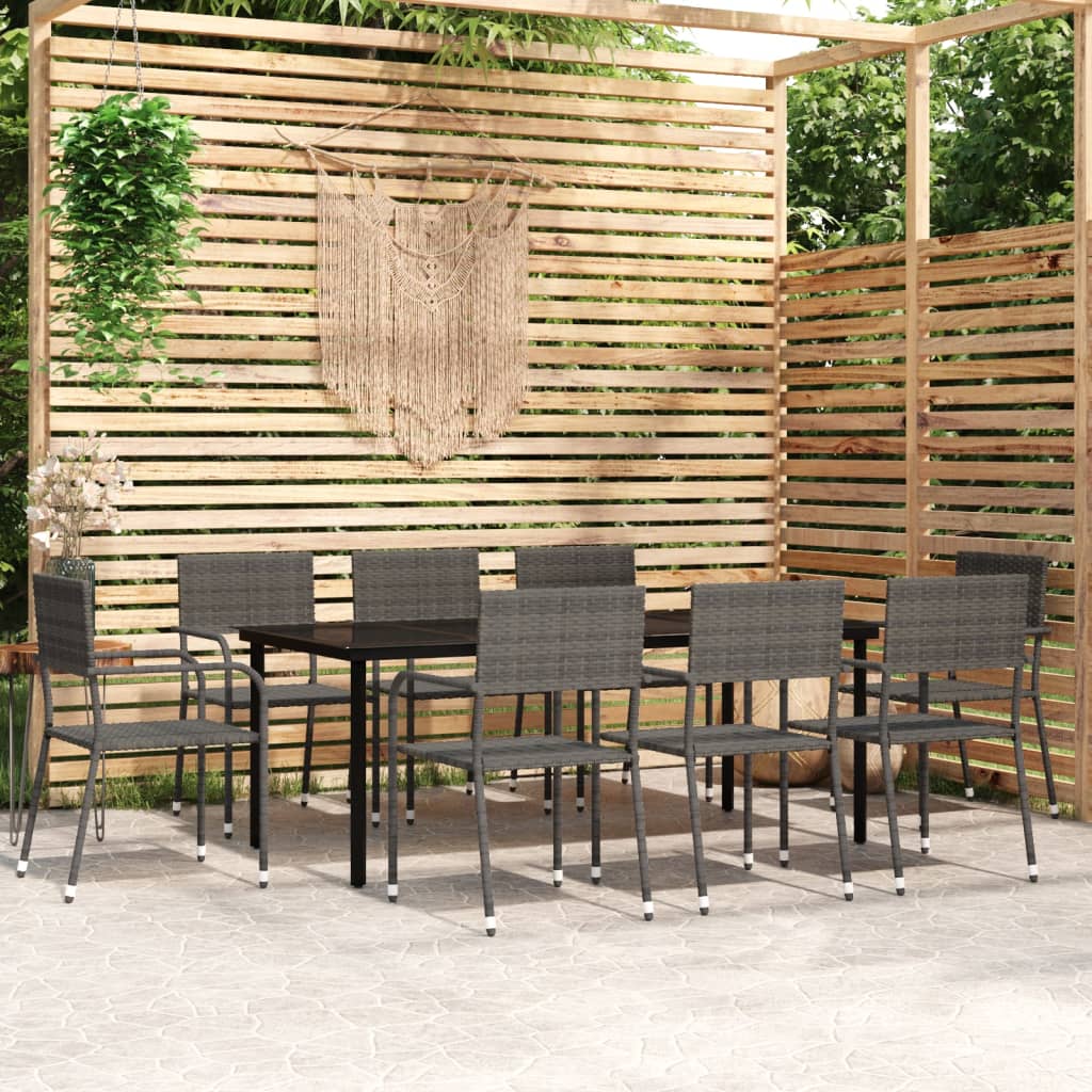 vidaXL Set de mobilier pentru grădină, 9 piese, gri