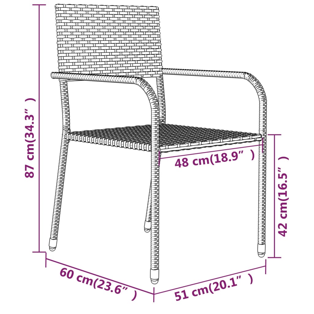 Set de mobilier pentru grădină, 5 piese, negru