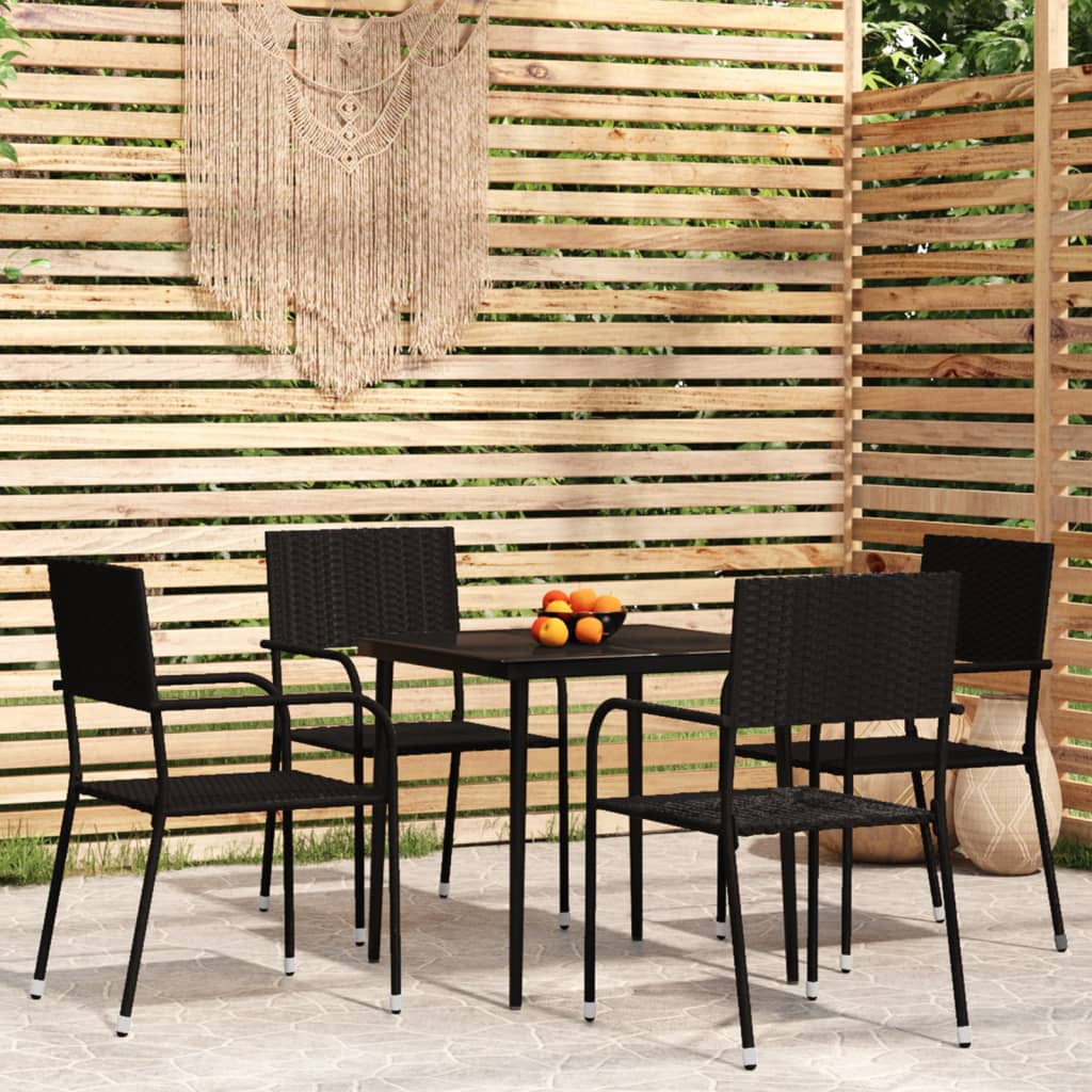 Set de mobilier pentru grădină, 5 piese, negru