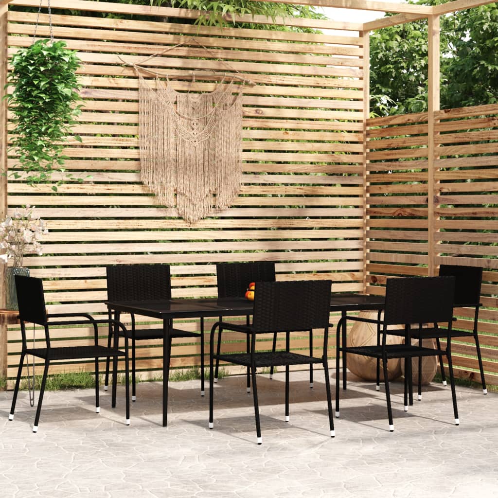 Vidaxl Set Mobilier Pentru Gradina, 7 Piese, Negru