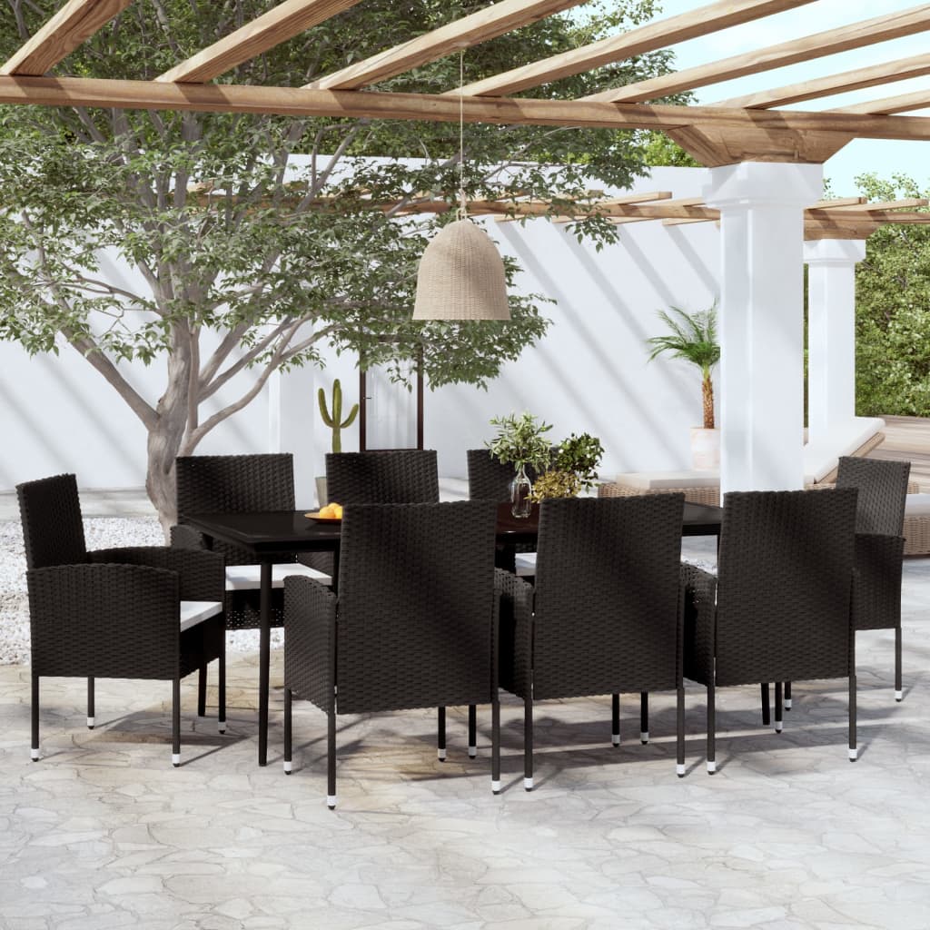 vidaXL Set de mobilier de grădină, 9 piese, negru