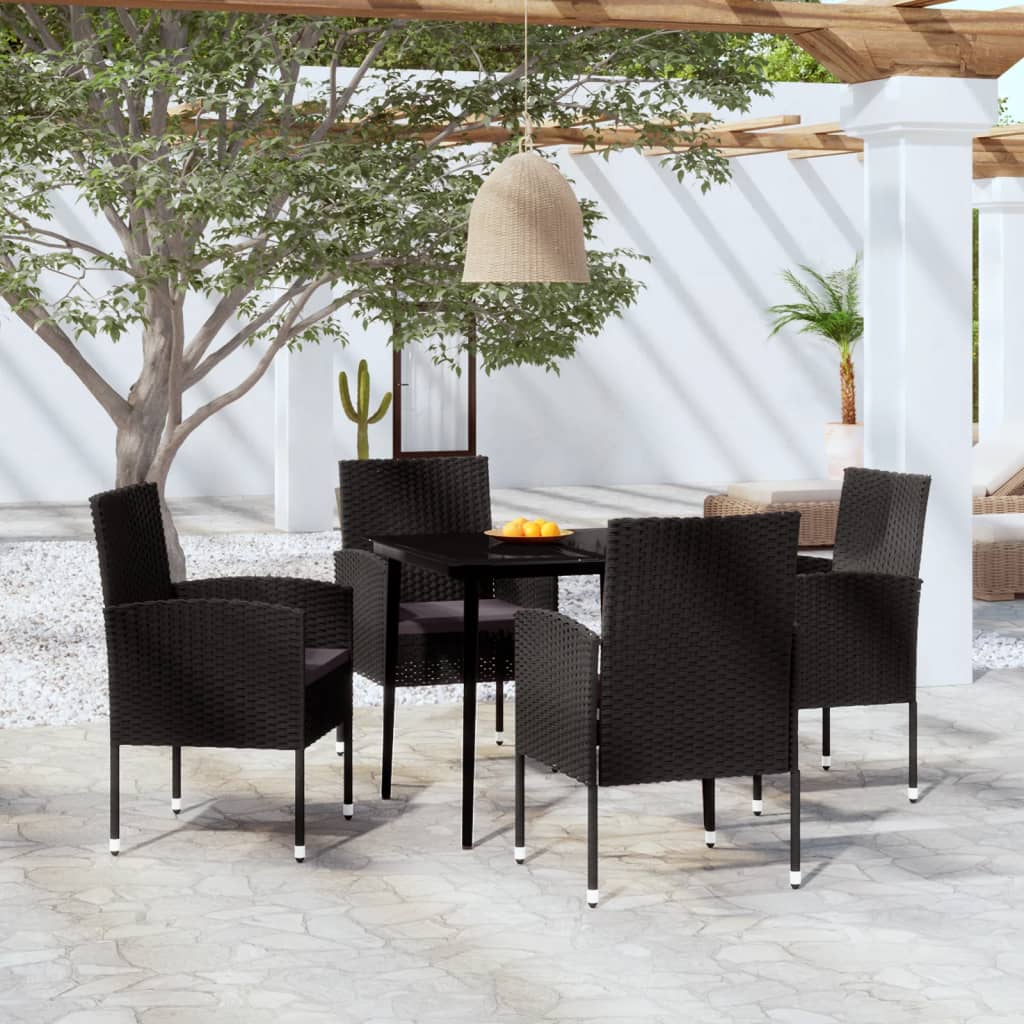 vida XL 5-tlg. Garten-Essgruppe Schwarz
