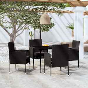 Vrtna jedilna garnitura 5-delna črna