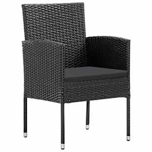 vidaXL Sodo valgomojo baldų komplektas, 7 dalių, juodos spalvos