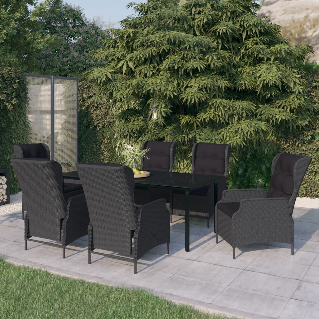 Ensemble de salle à manger de jardin 7 pcs Gris foncé