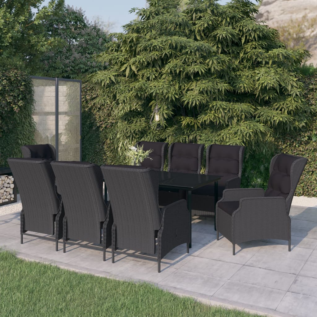 vidaXL Set mobilier pentru grădină, 9 piese, gri închis