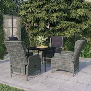 Vrtna jedilna garnitura 5-delna svetlo siva