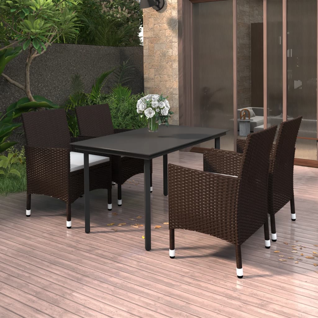 vidaXL Set mobilier de grădină cu perne 5 piese poliratan & sticlă