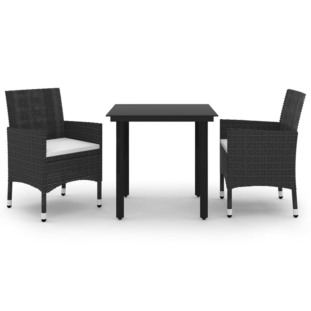 Thumbnail - vidaXL 3-tlg. Garten-Essgruppe mit Auflagen Poly Rattan und Glas