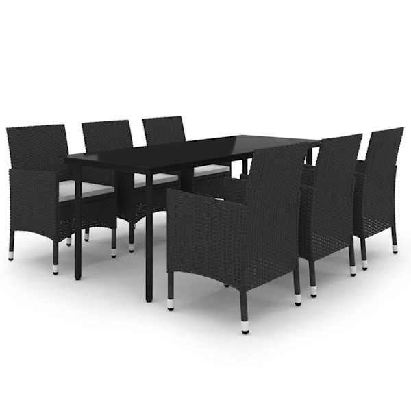 vidaXL 7-osaline aia s&ouml;&ouml;gim&ouml;&ouml;bli komplekt patjadega, pol&uuml;rotang/klaas
