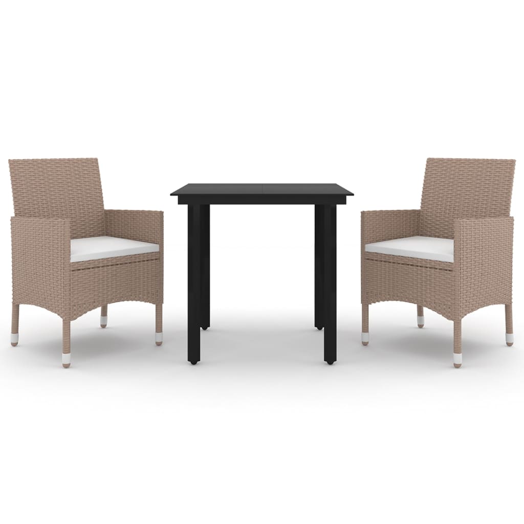 Thumbnail - vidaXL 3-tlg. Garten-Essgruppe mit Auflagen Poly Rattan und Glas