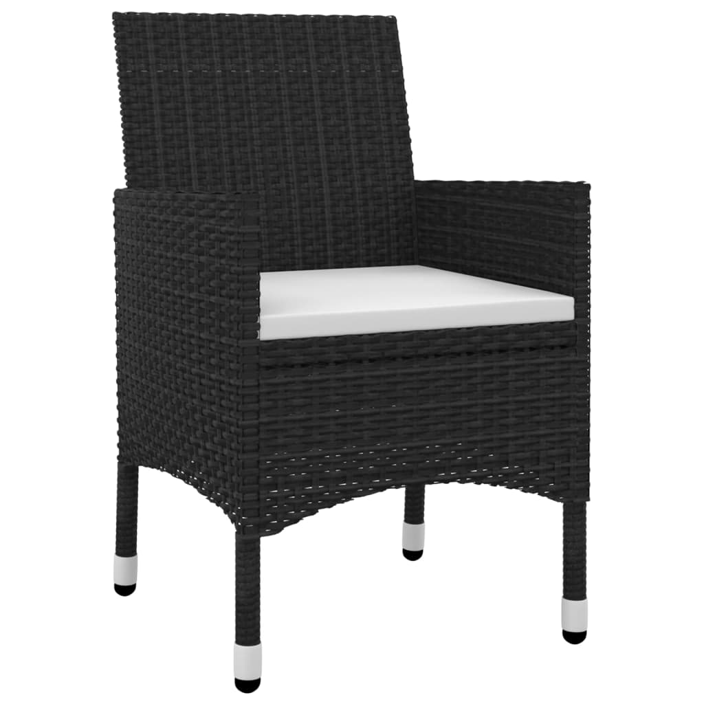 vidaXL 3-delige Tuinset met kussens poly rattan en glas afbeelding