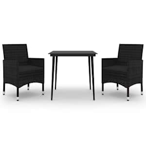vidaXL 3-osaline aiam&ouml;&ouml;bli komplekt patjadega, pol&uuml;rotang ja klaas