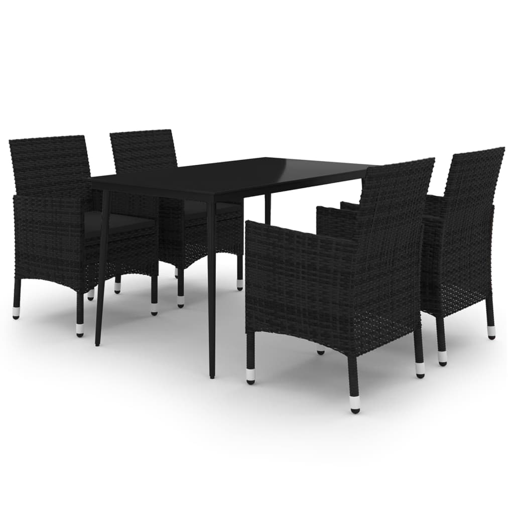 Thumbnail - vidaXL 5-tlg. Garten-Essgruppe mit Auflagen Poly Rattan und Glas