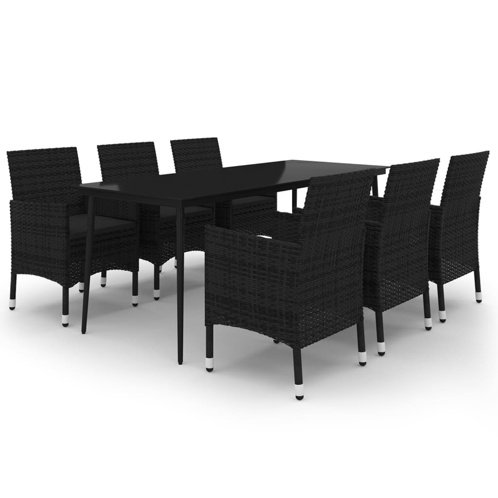 Thumbnail - vidaXL 7-tlg. Garten-Essgruppe mit Kissen Poly Rattan und Glas
