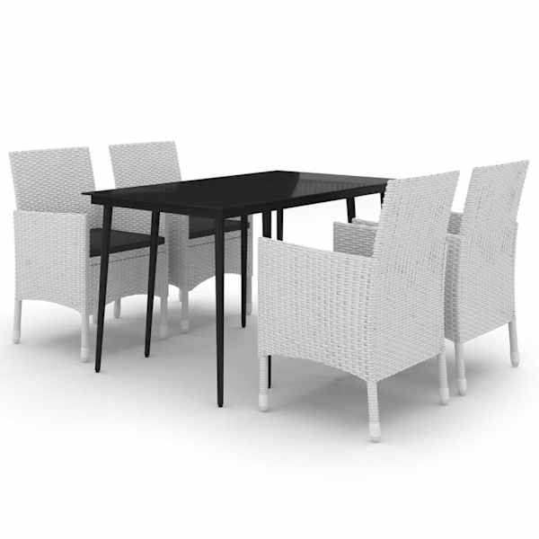 vidaXL 5-osaline aiam&ouml;&ouml;bli komplekt patjadega, pol&uuml;rotang ja klaas
