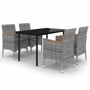 5dílný zahradní jídelní set s poduškami polyratan a sklo - obrázek 2