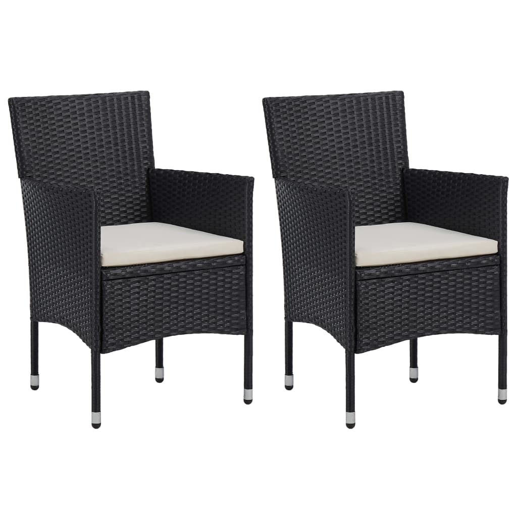 vidaXL Garten-Essstühle 2 Stk. Poly Rattan Schwarz