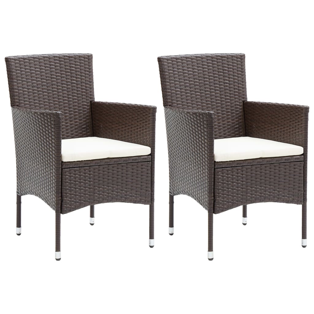 vidaXL Garten-Essstühle 2 Stk. Poly Rattan Braun