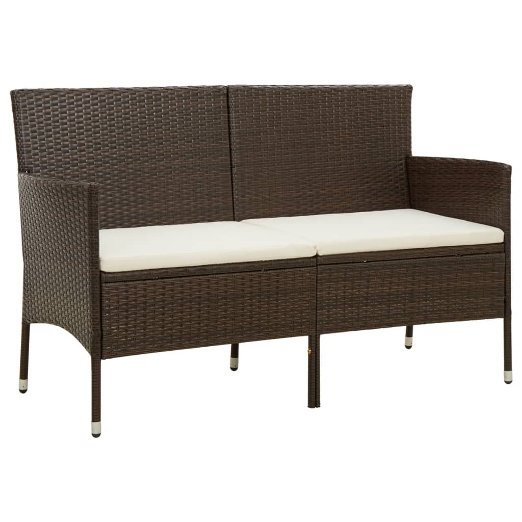 vidaXL Gartensofa 3-Sitzer mit Kissen Braun Poly Rattan