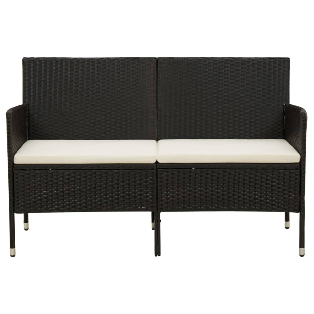 3-Seater Garden Sofa With Cushions Black Poly Rattan VidaXL 13 width=274