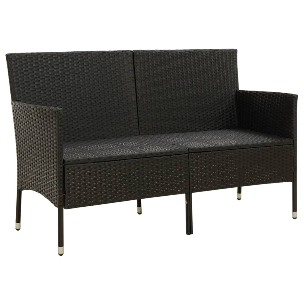3-Seater Garden Sofa With Cushions Black Poly Rattan VidaXL 14 width=274