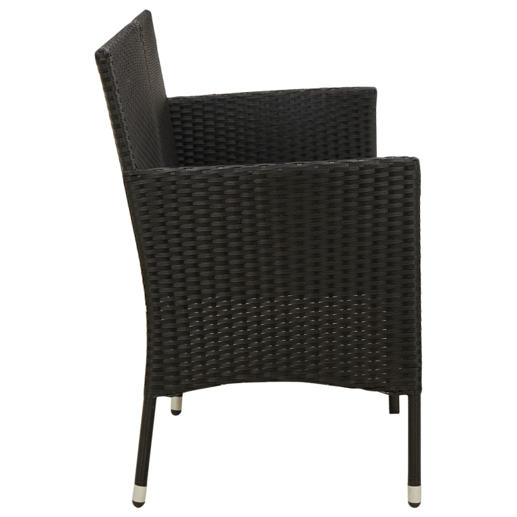 3-Seater Garden Sofa With Cushions Black Poly Rattan VidaXL 15 width=274
